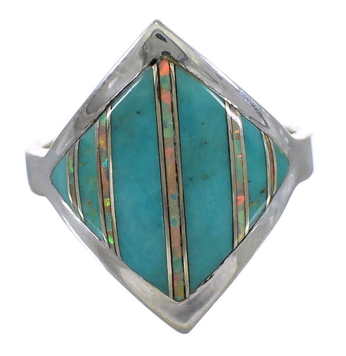 Southwest Turquoise Opal Authentic Sterling Silver Ring Size 5-1/2 QX82616